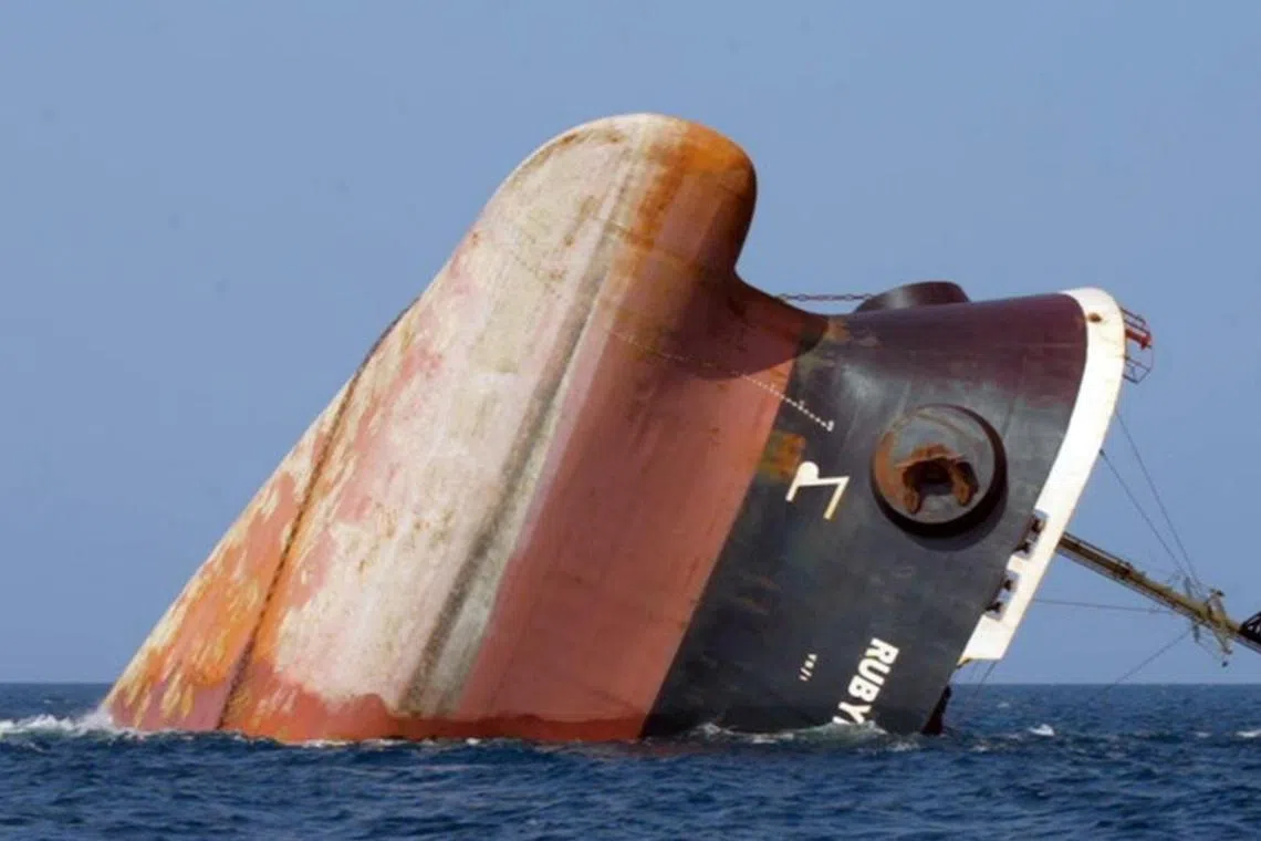 Cargo ship Rubymar sank on March 3, about two weeks after being hit by a Houthi missile on Feb 18. The Houthi-run TV network Al Masirah said that Yemen was hit by a US-British coalition on March 11.