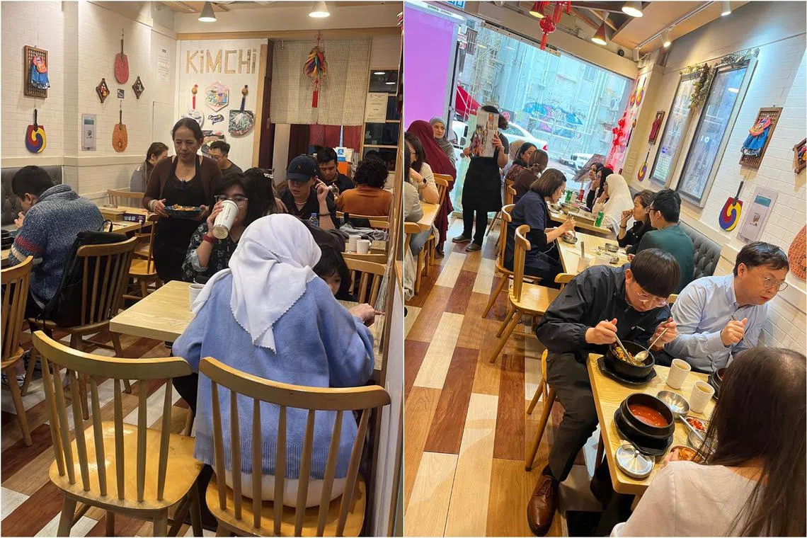 People dining at Hong Kong's only halal-certified Korean restaurant, Kimchi Korean Fusion, in Tsim Sha Tsui.