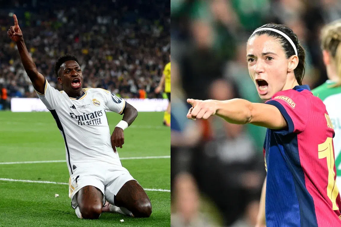 Real Madrid forward Vinicius Jr (left) and Barcelona midfielder Aitana Bonmati won the Fifa best player awards for 2024. 