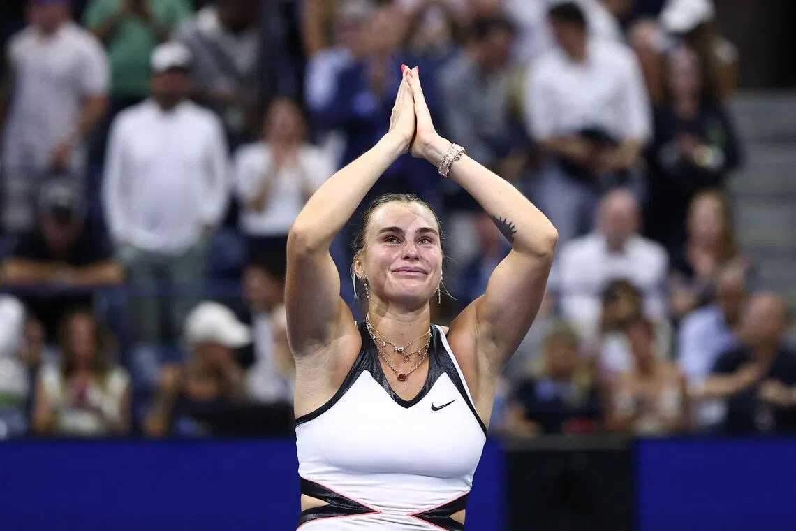 Belarus' world No. 1 Aryna Sabalenka (above) opens her 2025 WTA Finals campaign against Jasmine Paolini of Italy on Nov 2 at King Saud University Sports Arena in Riyadh.
