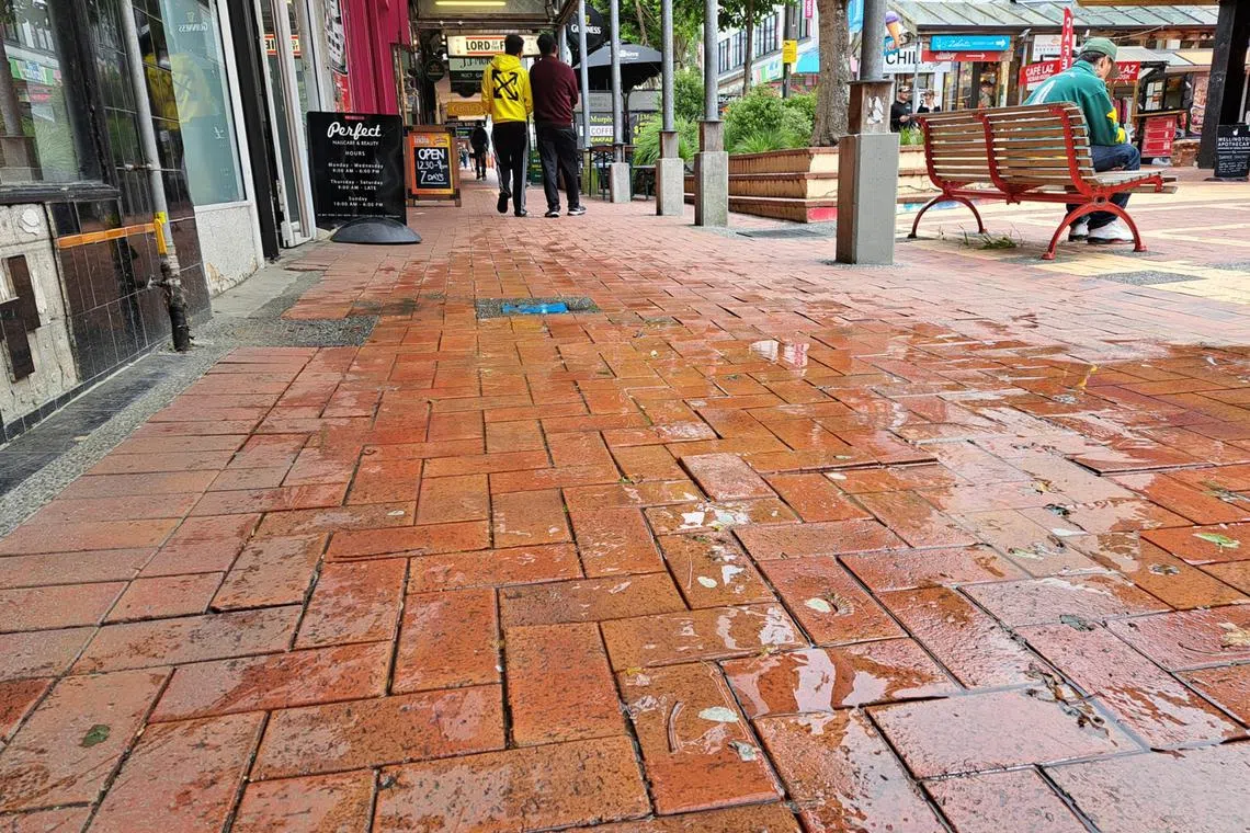 Leaky water pipes in Wellington's central business district. 