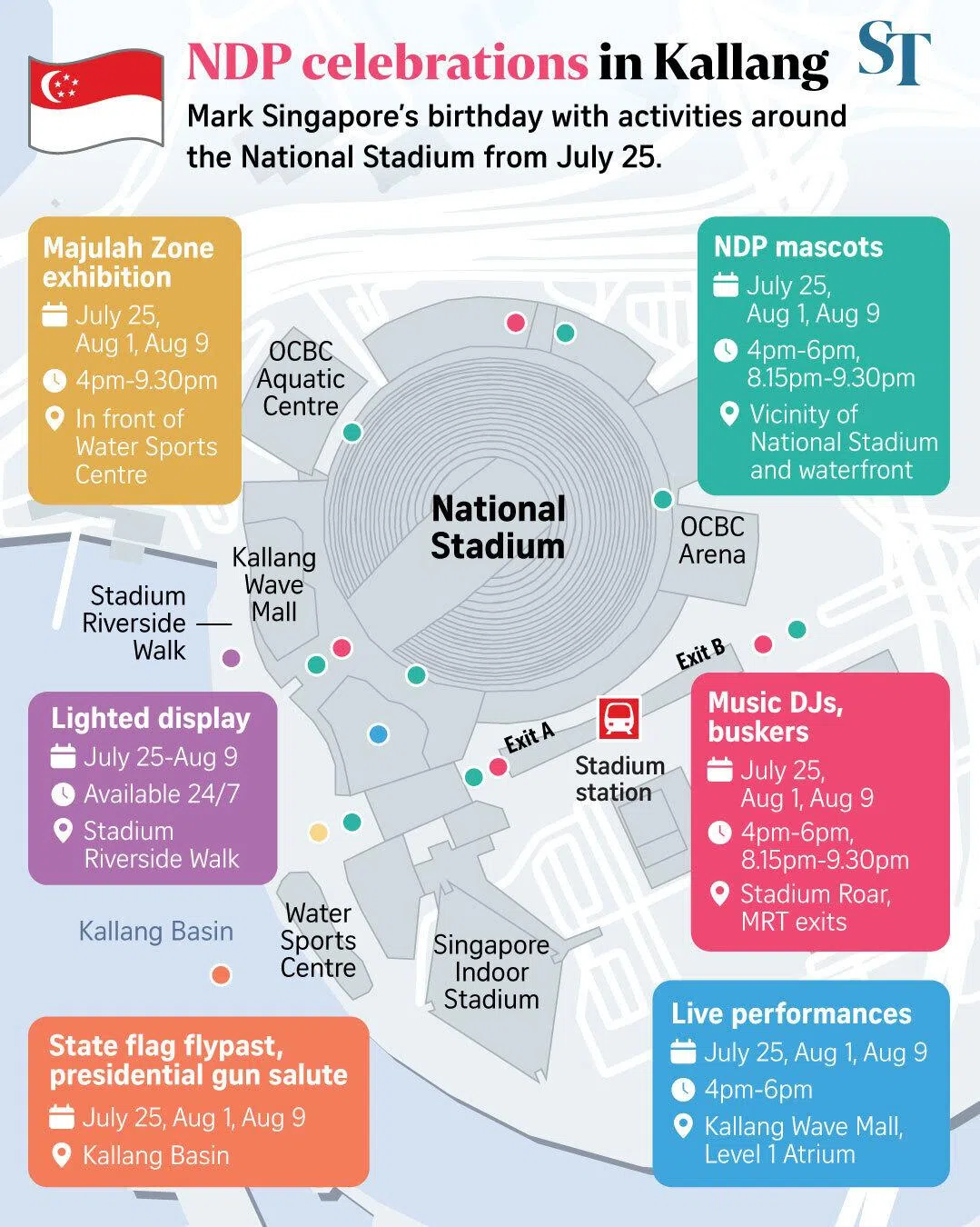 NDP activities around the National Stadium on July 25.