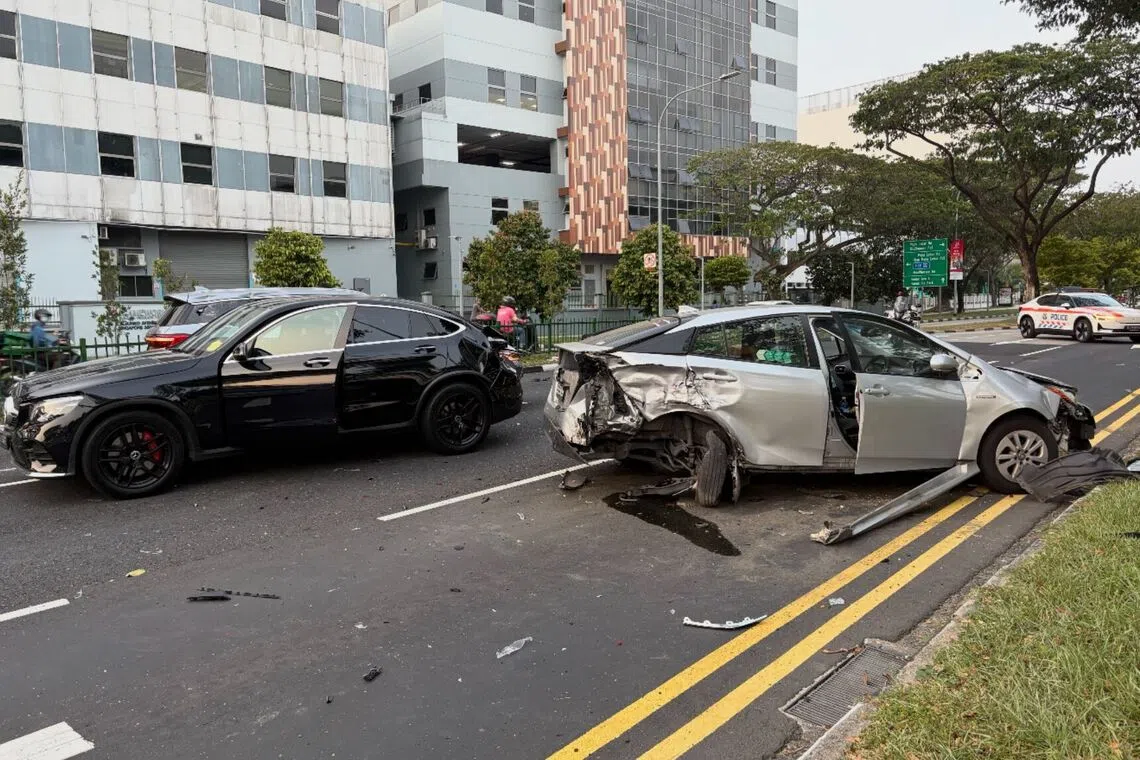 The accident involved five cars and a motorcycle.