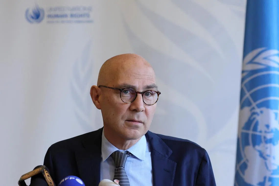 Newly appointed United Nations High Commissioner for Human Rights (UNHCR) Volker Turk gives a statement during a news conference at Palais Wilson in Geneva, Switzerland November 2, 2022. REUTERS/Denis Balibouse

