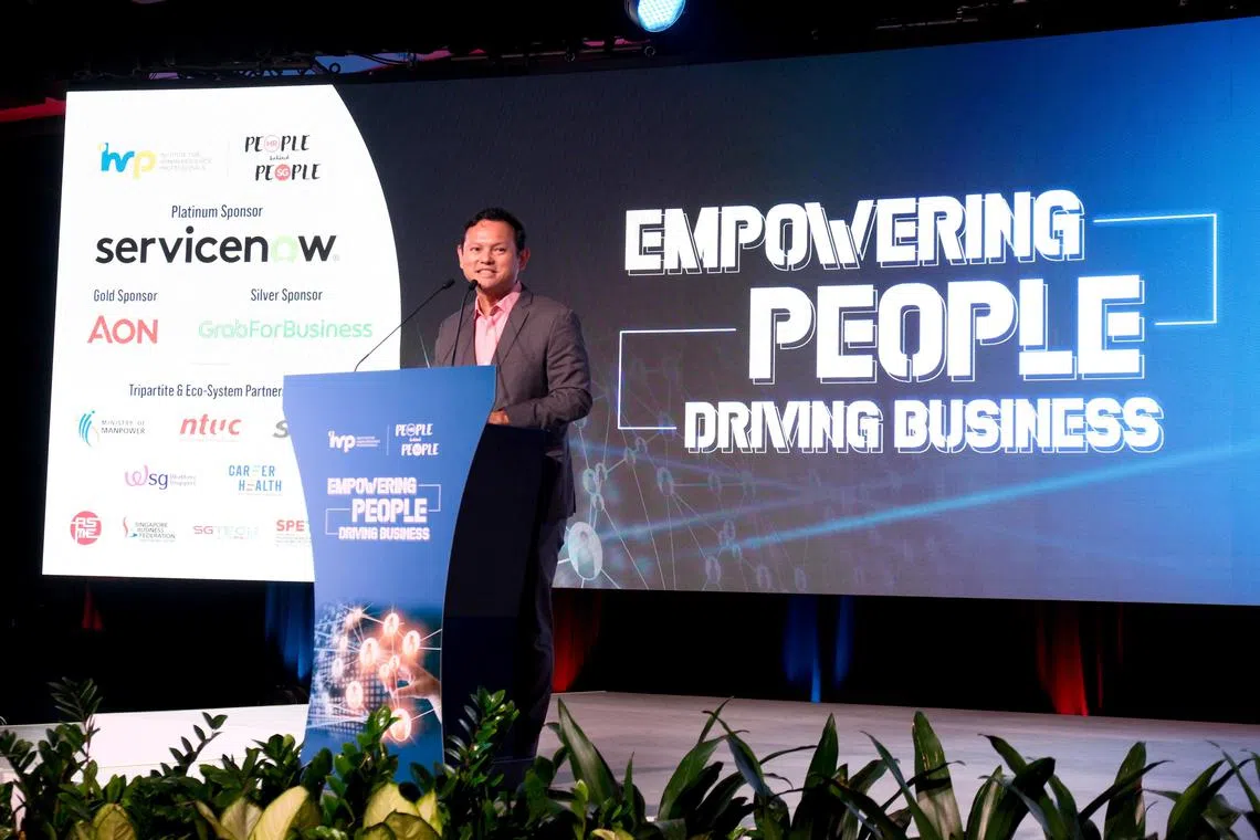 ssforum10 - Senior Minister of State for Manpower Zaqy Mohamad delivering his opening speech at the People Behind People Forum on Oct 10.

Credit: Institute for Human Resource Professionals