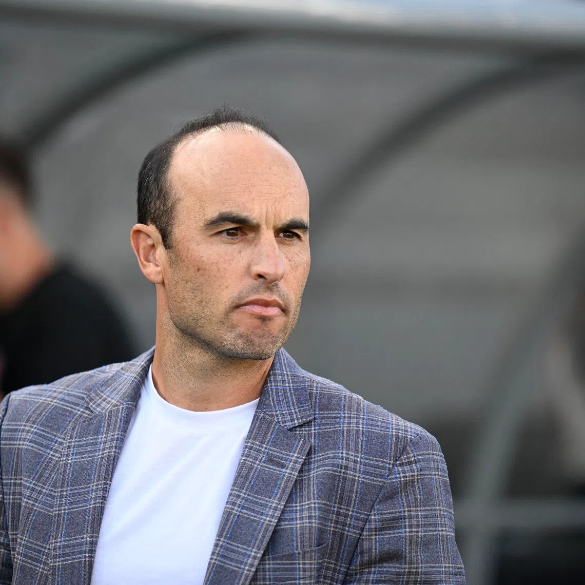 Sep 1, 2024; San Diego, California, USA; San Diego Wave FC interim head coach Landon Donovan prior to the start of the first half against the Washington Spirit at Snapdragon Stadium. Mandatory Credit: Denis Poroy-USA TODAY Sports
