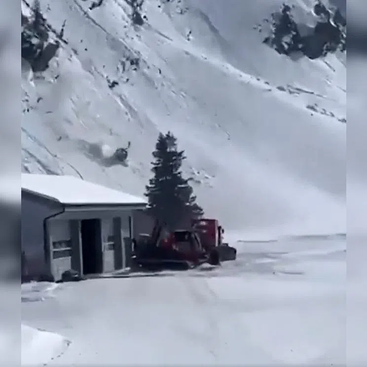 Videos from witnesses showed a small cabin violently toppling down a snowy slope.