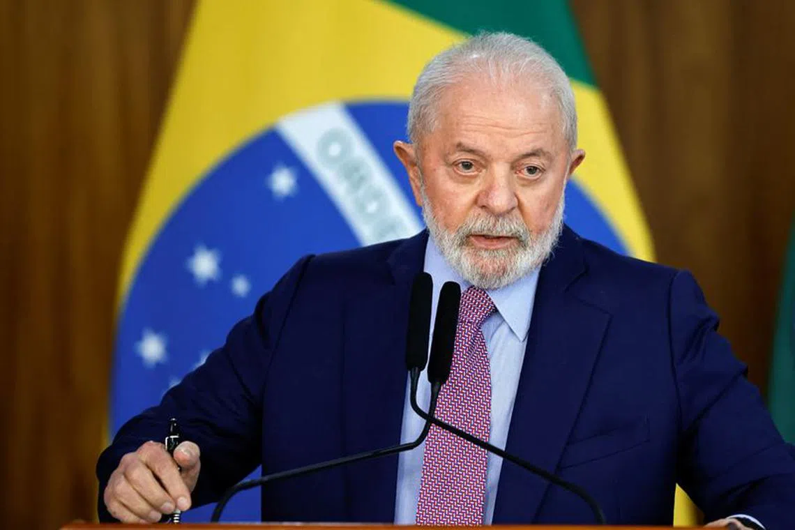FILE PHOTO: Brazil's president Luiz Inacio Lula da Silva attends a press conference at the Planalto Palace in Brasilia, Brazil, November 1, 2023. REUTERS/Adriano Machado/File Photo