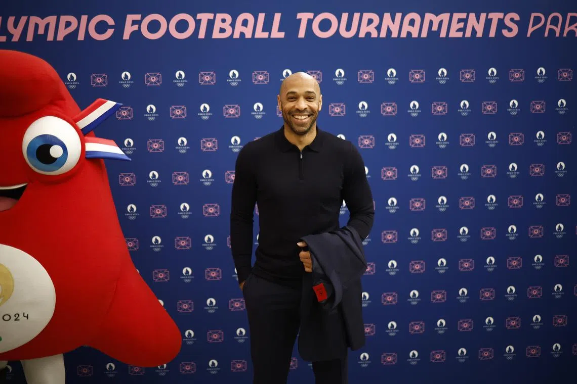 French Olympic and U-21 football coach Thierry Henry arrives for the draw of the Olympic football tournament.