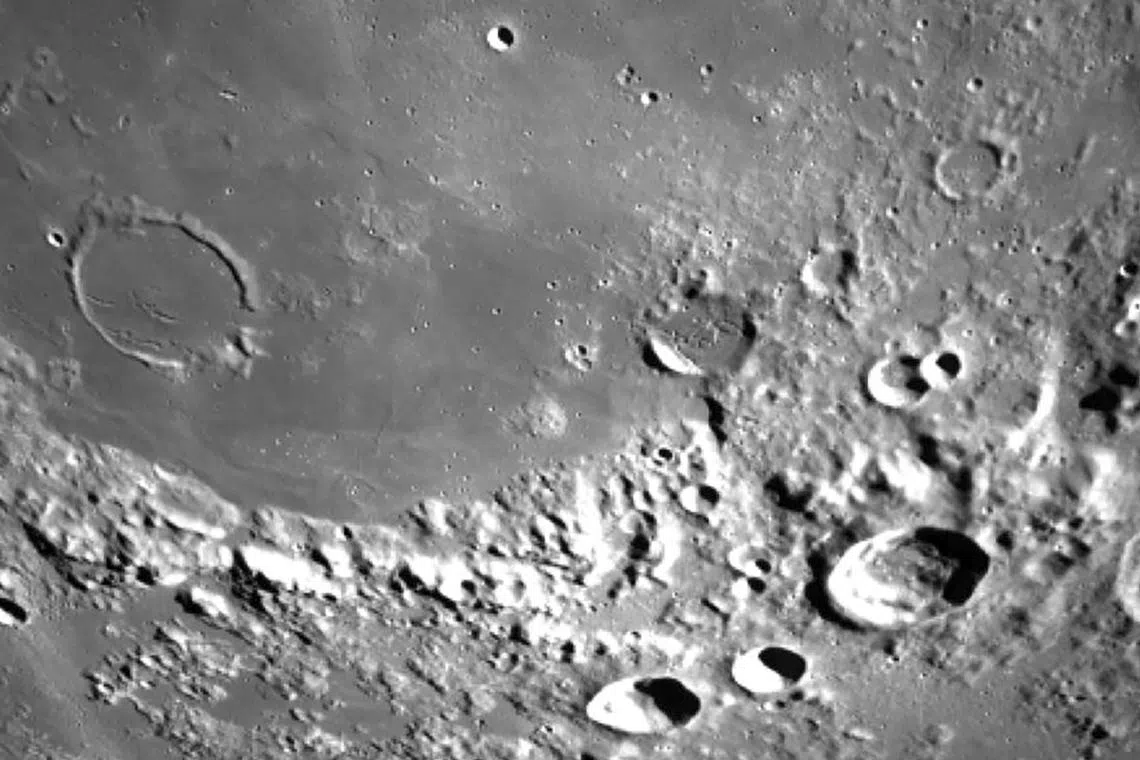 An image taken by Chandrayaan-3’s lunar hazard detection and avoidance cameras on Aug 19, 2023.