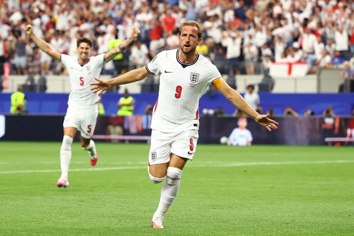 Soccer Football - FIFA World Cup 2026 - Group L - England v Croatia - Dallas Stadium, Arlington, Texas, U.S. - June 17, 2026 England's Harry Kane celebrates scoring their second goal REUTERS/Hannah Mckay