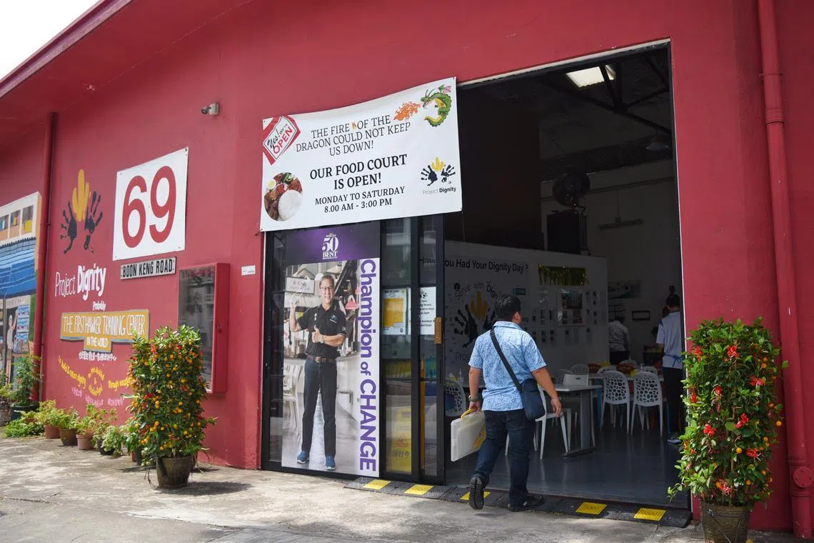 Dignity Kitchen, which has seven stalls manned by the differently abled and disadvantaged, is intact and resumed operations on Feb 19. 