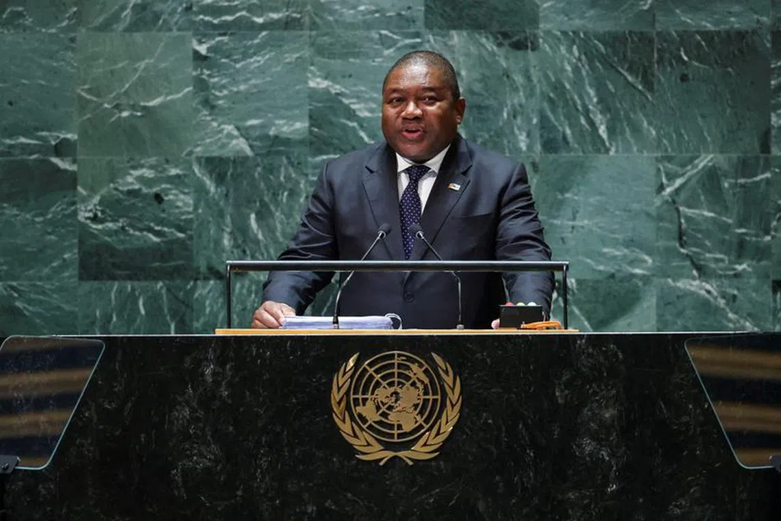 FILE PHOTO: Mozambique President Filipe Jacinto Nyusi addresses the 78th Session of the U.N. General Assembly in New York City, U.S., September 19, 2023.  REUTERS/Eduardo Munoz/File Photo