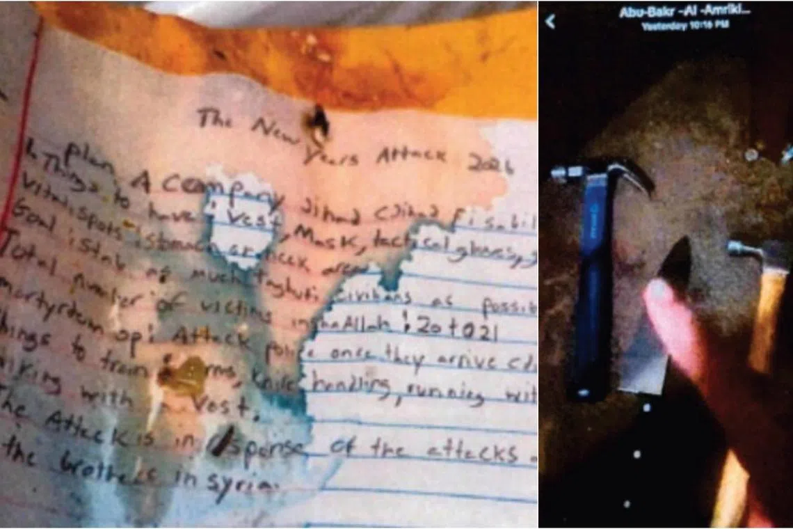 FBI agents found a handwritten document titled “New Years Attack 2026,” as well as hammers and knives from the suspect's  bedroom.