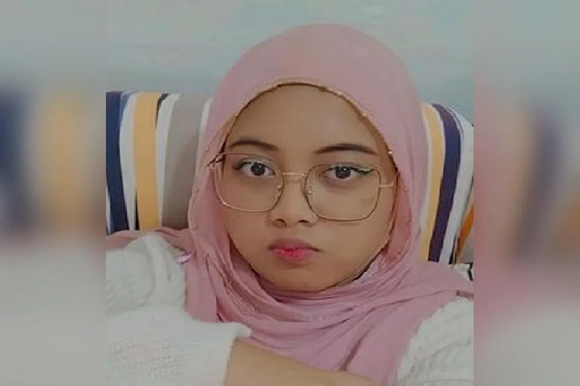 Rabiatul Adawiyah was last seen wearing a pink headscarf and a white long-sleeved shirt.