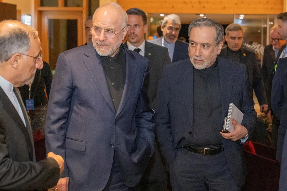 US officials acknowledged that Iran’s foreign minister Abbas Araghchi (right) and Speaker of Parliament Mohammad Bagher Ghalibaf (left) could have been legitimate targets for Israel.