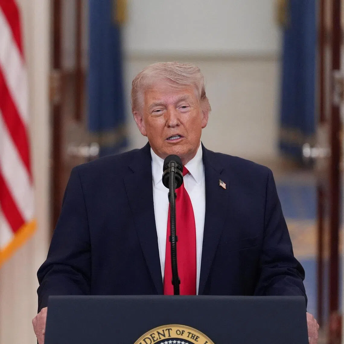 US President Donald Trump delivering an address to the nation about the Iran war at the White House on April 1.