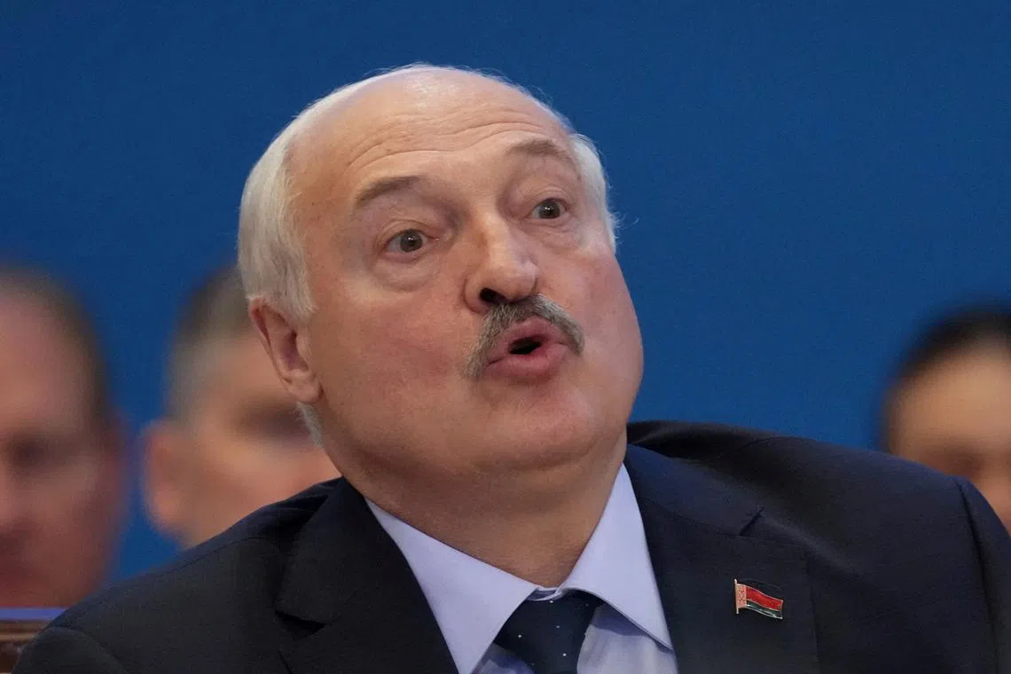 FILE PHOTO: Belarusian President Alexander Lukashenko attends the summit of the Supreme Eurasian Economic Council in Astana, Kazakhstan May 29, 2026. REUTERS/Turar Kazangapov/File Photo