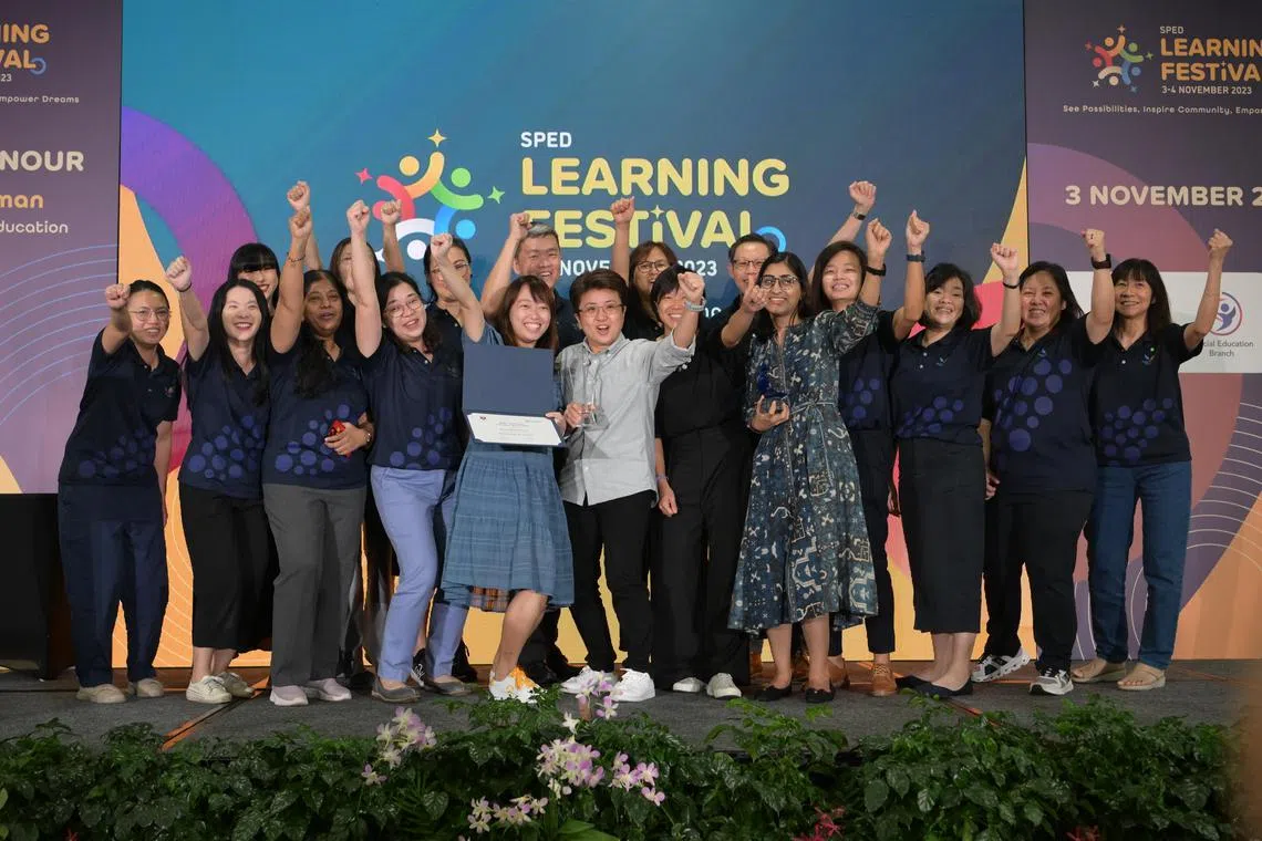 Special needs educators at the Special Education (SPED) Learning Festival at Republic Polytechnic on Nov 3, 2023.