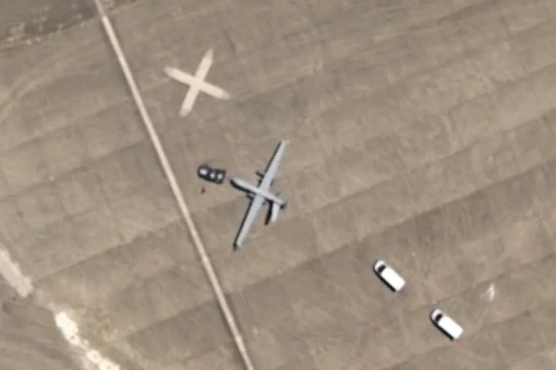 A satellite photo of a US MQ-9 Reaper drone, which the US used for hostage recovery efforts in the early stages of the two-year Gaza war.