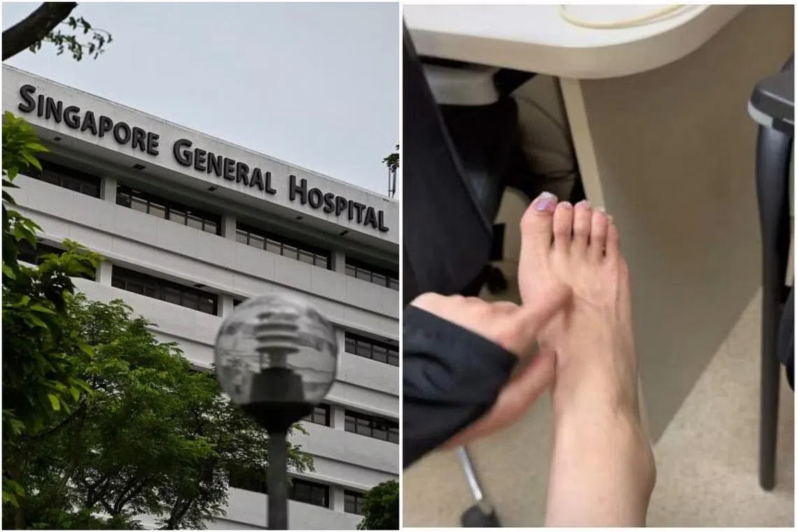 Han Feizi was at SGH’s Accident and Emergency Department to treat her injured foot and was allegedly shouting and being a public nuisance.