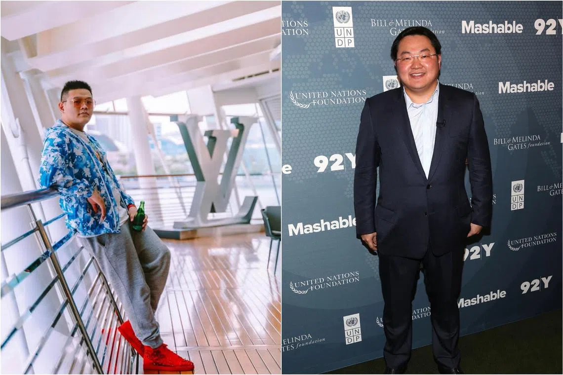 Local influencer Chin Tung Sheng (left) forged receipts to deceive Ion Orchard into issuing him more than $76,900 worth of shopping vouchers. Fugitive Malaysian financier Low Taek Jho is accused of orchestrating a vast money laundering scheme.