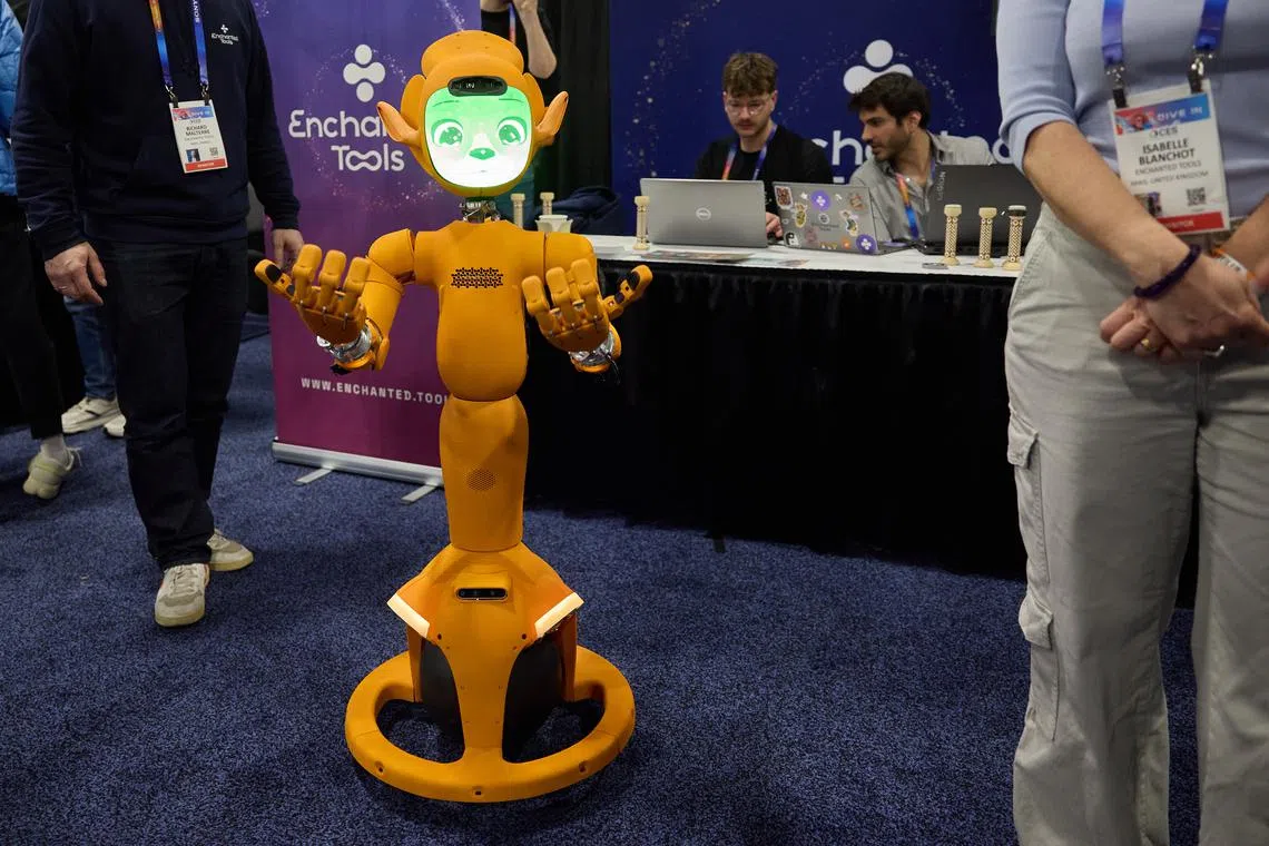 Enchanted Tools shows off their smart robot at in Las Vegas on Jan 5.