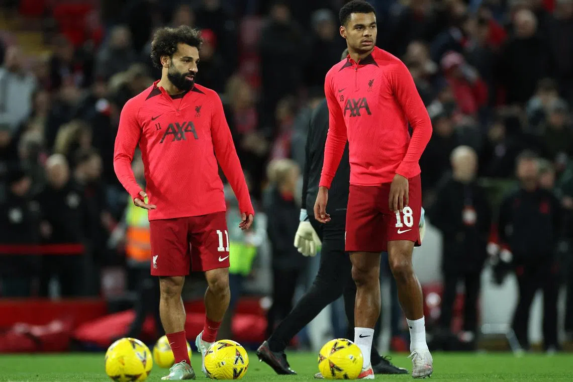 Liverpool's Cody Gakpo (right) and Mohamed Salah could play big roles as the Reds deal with injuries in their attack which include Darwin Nunez, Diogo Jota and Luis Diaz.
