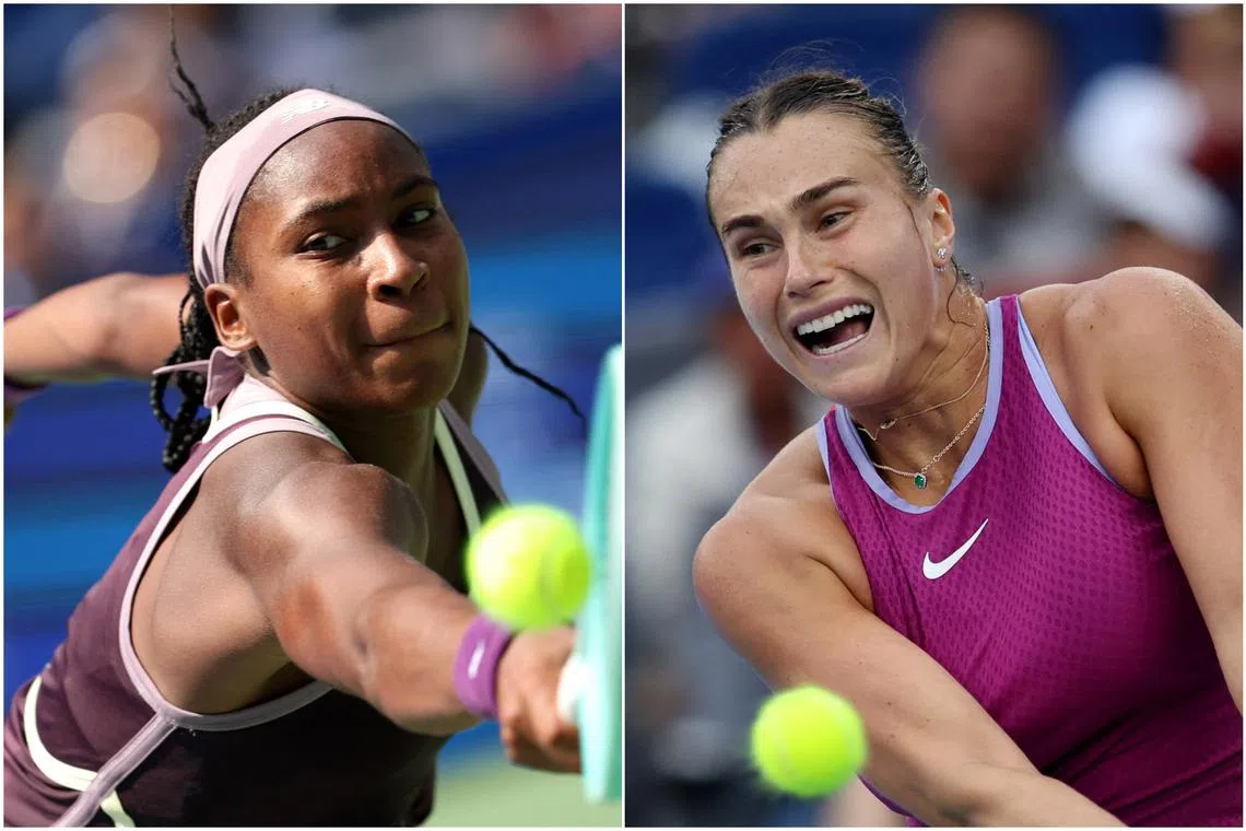 Coco Gauff (left) and Aryna Sabalenka earned straight-set wins in the quarter-finals on Oct 10.