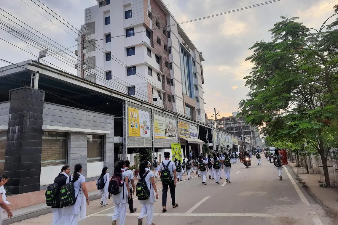 Students at Allen Career Institute, the biggest coaching firm in Kota, India.