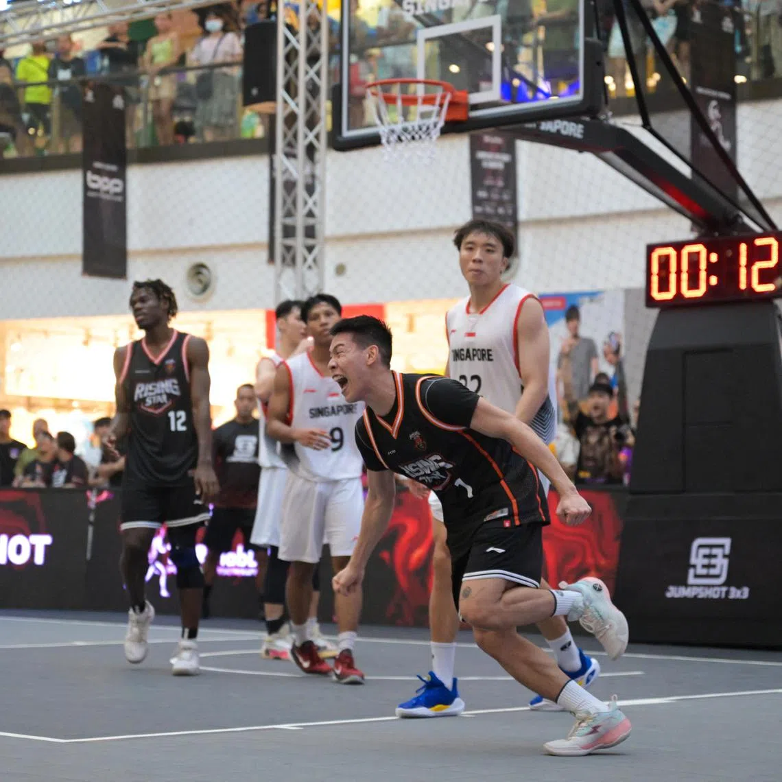 Team BAS Men A's Kelvin Lim (No. 22, competing at the Jumpshot 3x3 tournament at Bukit Panjang Plaza on Jan 7) is among five players from the 2023 Singapore Slingers squad who have joined the national 3x3 set-up. 