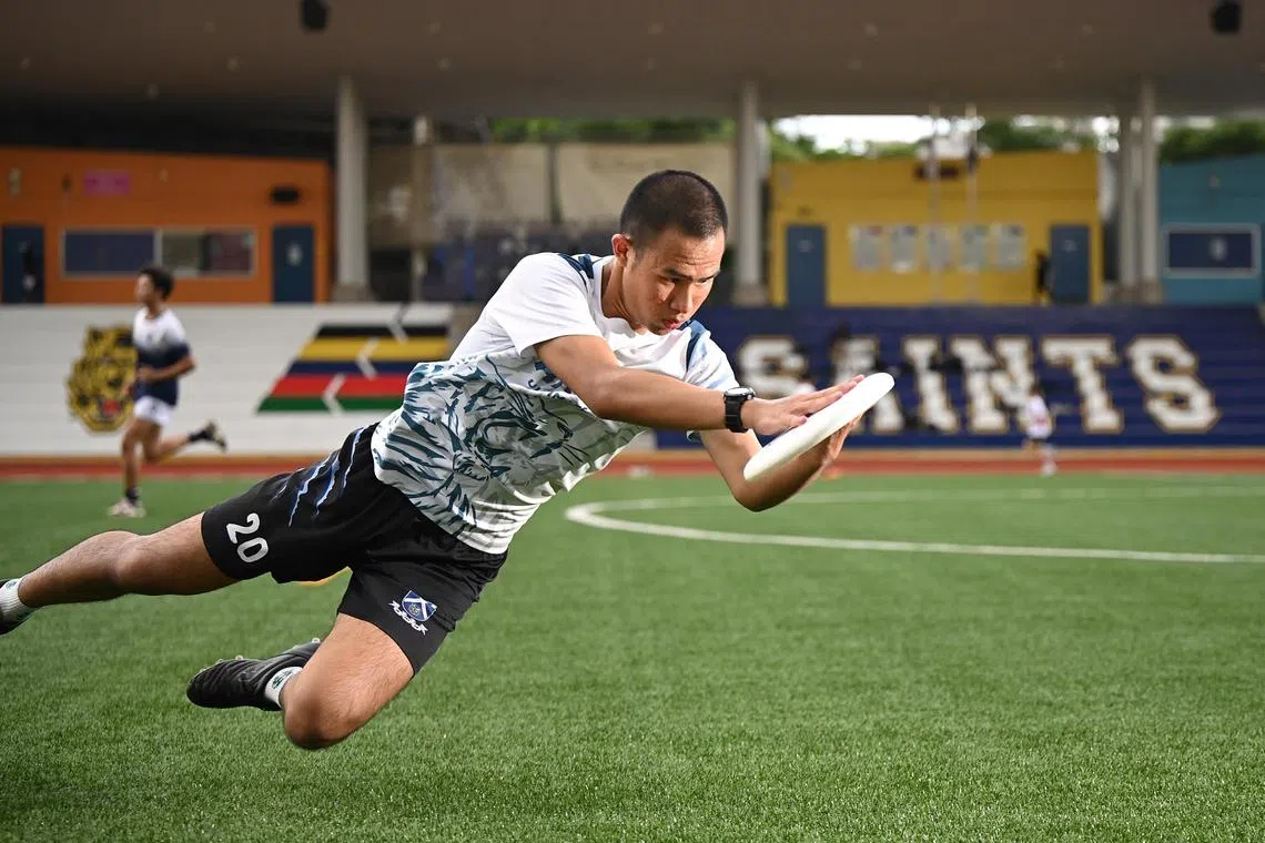 St Andrew's Junior College student Reagan Joe, who has a brother with autism, playing ultimate frisbee.