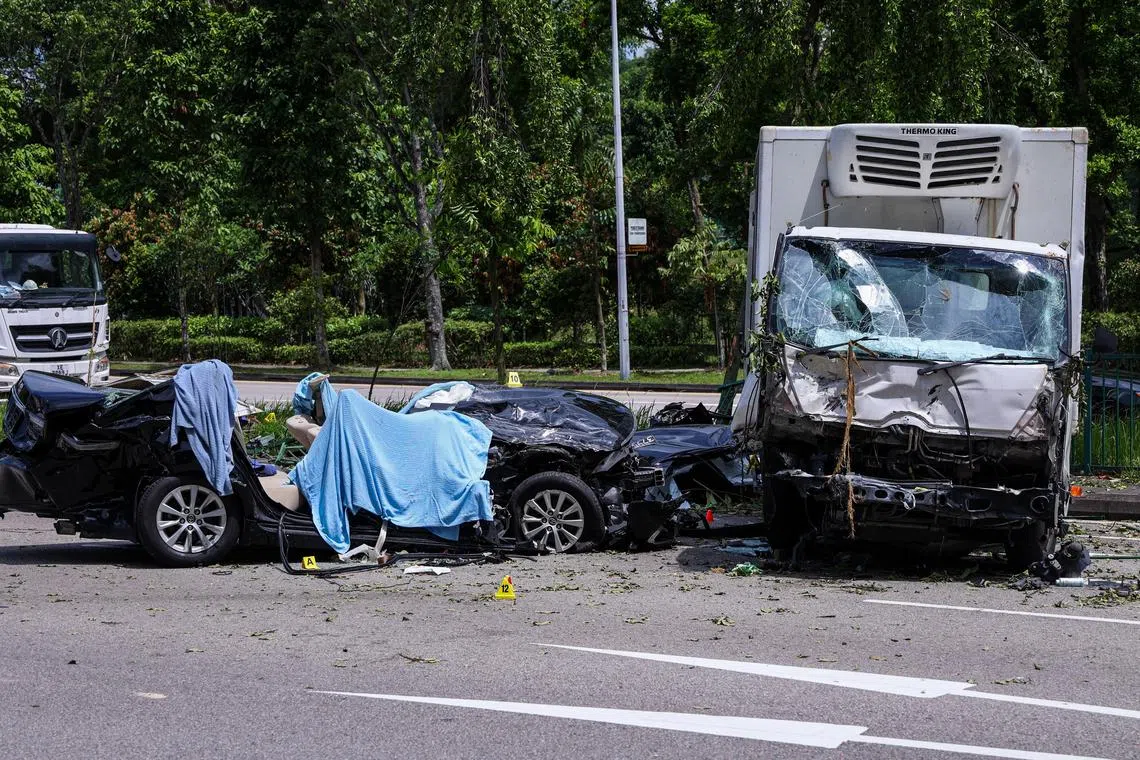 An accident at Upper Thomson Road towards Lornie Road on July 7, 2023.