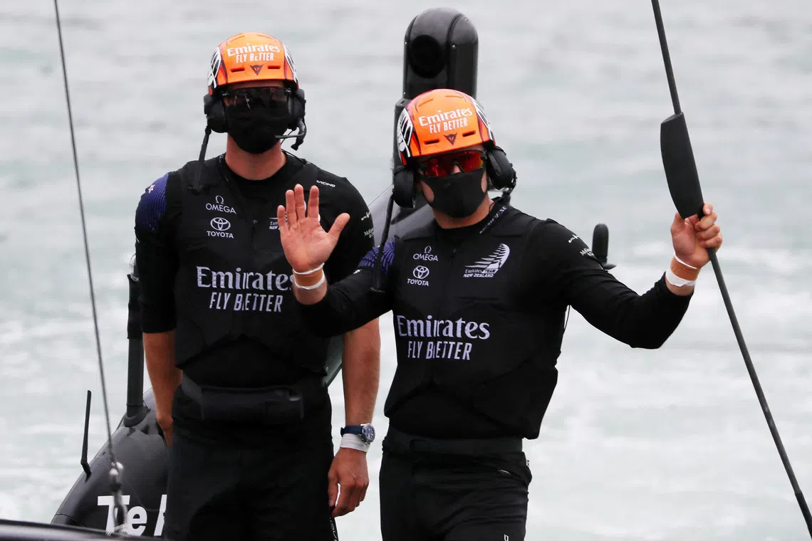 FILE PHOTO: Sailing - 36th America's Cup - Waitemata Harbour, Auckland, New Zealand - March 10, 2021  Emirates Team New Zealand's Simon van Velthooven before Race 1 of the America's Cup REUTERS/Simon Watts/File Photo