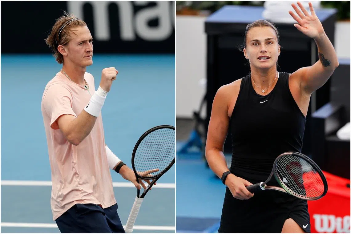 Sebastian Korda and Aryna Sabalenka at the Adelaide International tournament on Saturday.