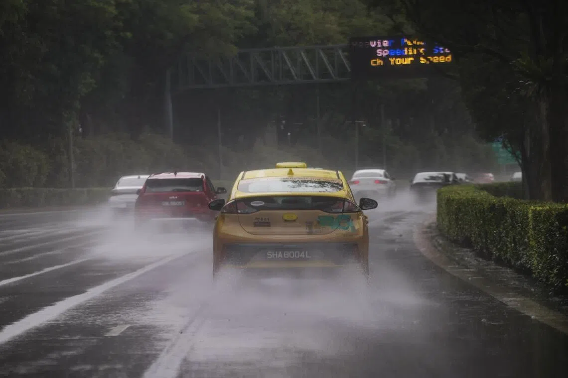 Generic photo of vehicles drive through heavy rain along an expressway on Feb 18, 2026.