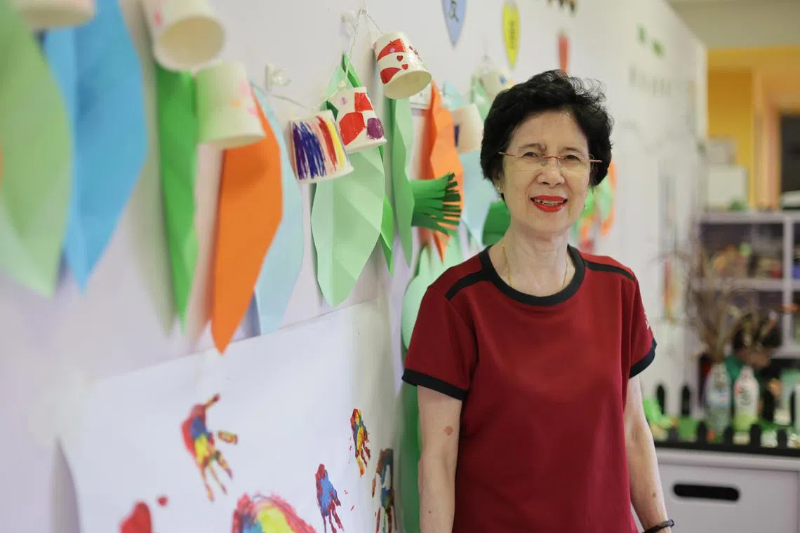 Ms Julie Oei, 75, a teacher assistant at Kindle Garden Preschool.