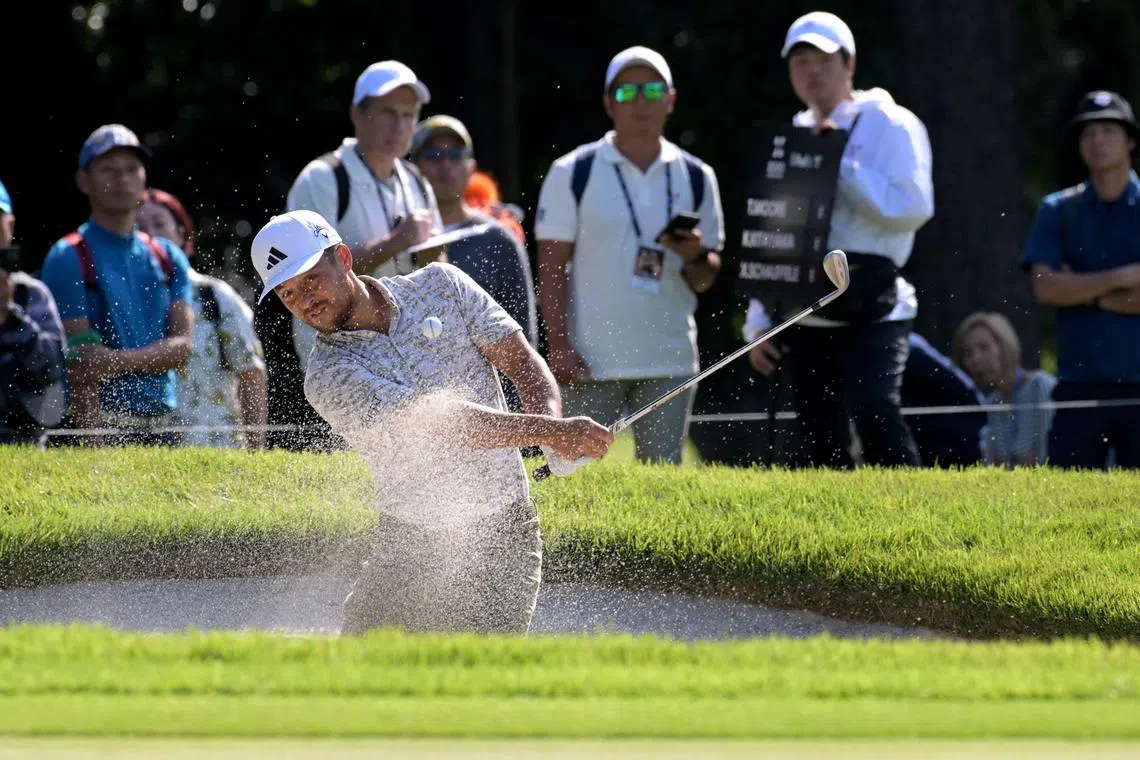 Xander Schauffele hits a shot on the 11th hole during the first round of the Zozo Championship.