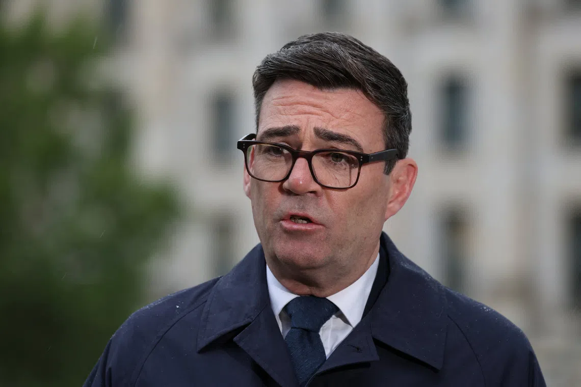 British Prime Minister Andy Burnham gives an interview after his meeting with German Chancellor Friedrich Merz, in Berlin, Germany on Oct 8.