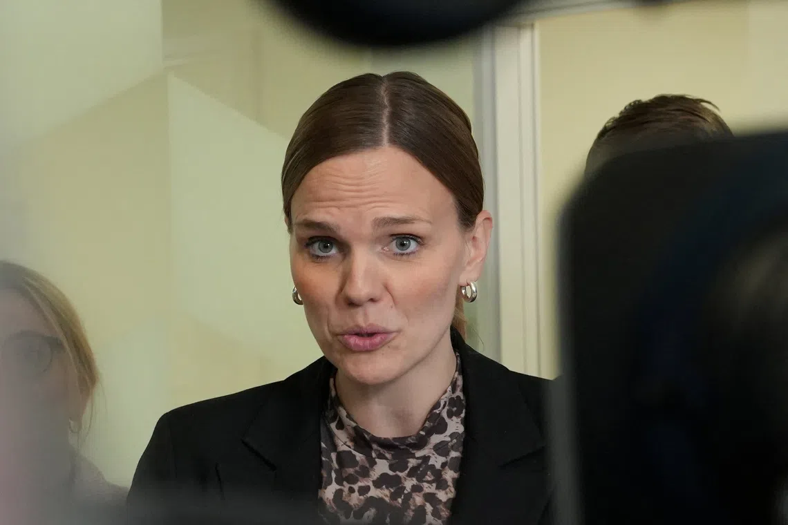 Caroline Stage, Danish Minister for Digitalisation, attends a press conference in Copenhagen, Denmark, November 7, 2025. REUTERS/Tom Little