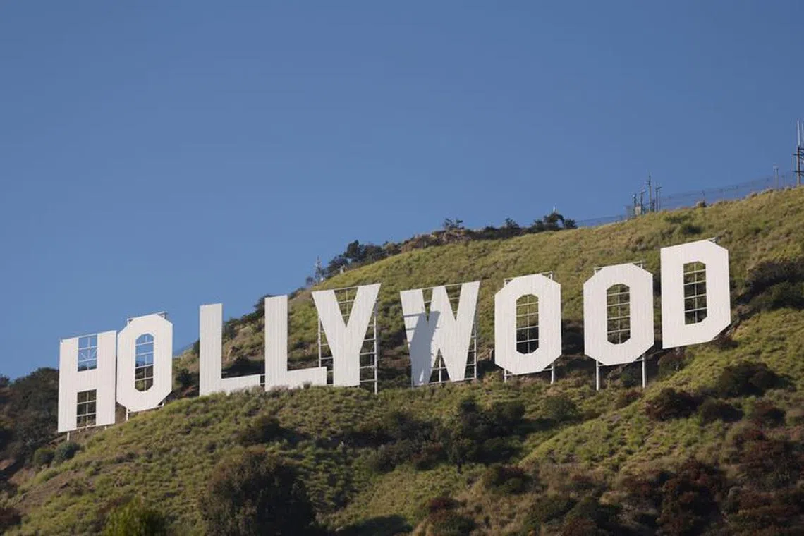 The iconic Hollywood sign is pictured on the day members of the Writers Guild of America (WGA) approved a new three-year contract with major studios, in Los Angeles, California, U.S., October 9, 2023. REUTERS/Mario Anzuoni