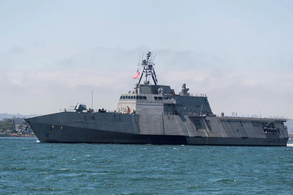 China claims the littoral combat ship USS Charleston “illegally intruded” into waters adjacent to Sabina Shoal in the Spratly Islands early on Oct 20.