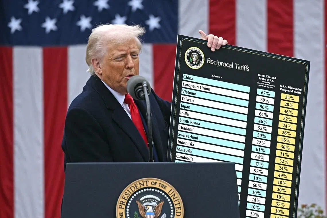 US President Donald Trump delivers remarks on tariffs in the Rose Garden at the White House on April 2, 2025.