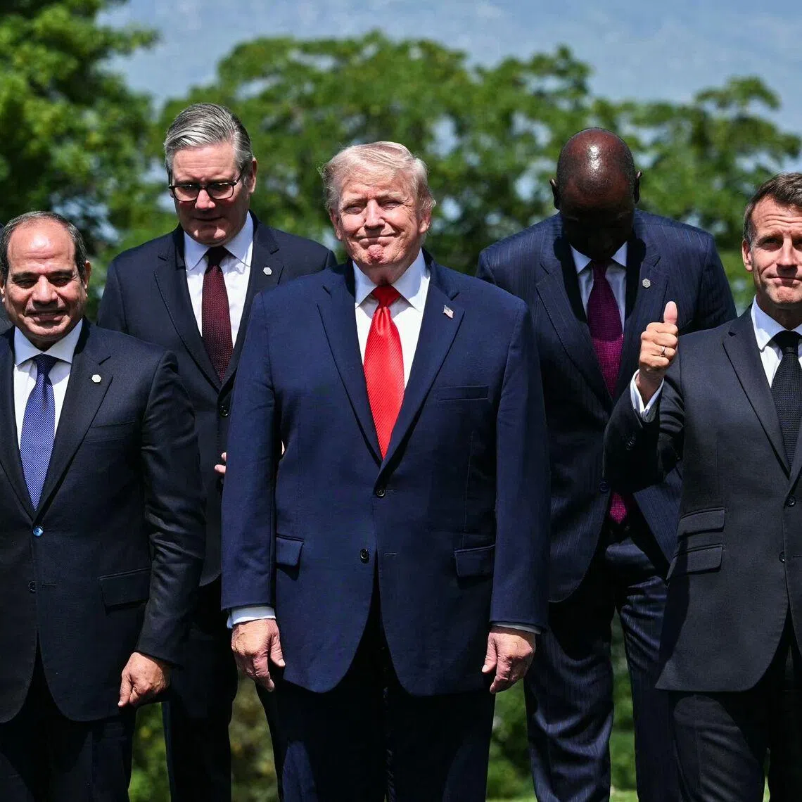 South Korea's President Lee Jae-myung (left) and US President Donald Trump during the G7 summit, in Evian, on June 16.