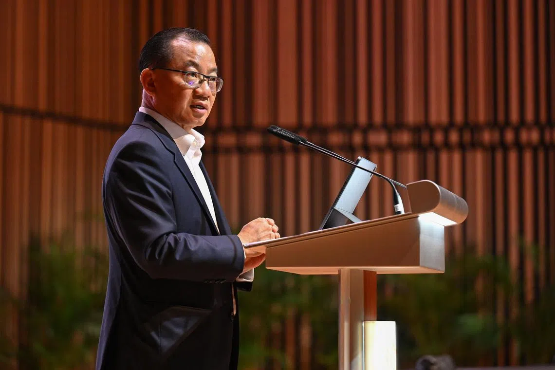 ST20231207_202315350819/ycun07/Shintaro Tay/Tham Yuen-C/ Mr Seah Kian Peng, Speaker of Parliament, opened the OnePeople.sg Model United Nations where he had a dialogue with about 350 youths from secondary schools and post-secondary institutions. [NOTE: Chatham House Rule applies to the dialogue portion. When a meeting, or part thereof, is held under the Chatham House Rule, participants are free to use the information received, but neither the identity nor the affiliation of the speaker(s), nor that of any other participant, may be revealed.]
