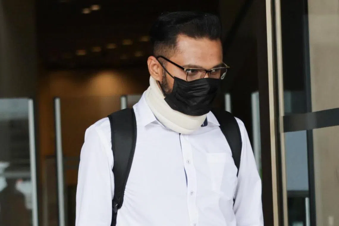ST20240213_202455912056: Gin Tay/ sesia13/ Selina/

Mr Durairaj Santiran leaving Supreme Court on Feb 13, 2024. 

He is the flight steward who slipped and fell in the galley on a plane is suing Singapore Airlines for negligence. 

(ID confirmed  by reporter Selina and photographer Gin Tay)