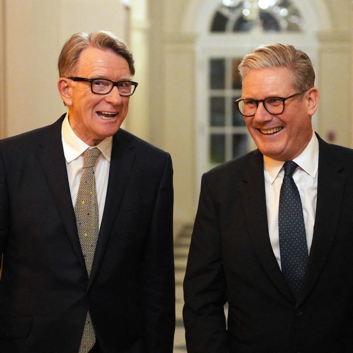 British PM Keir Starmer with former ambassador to the US Peter Mandelson during a welcome reception in Washington.