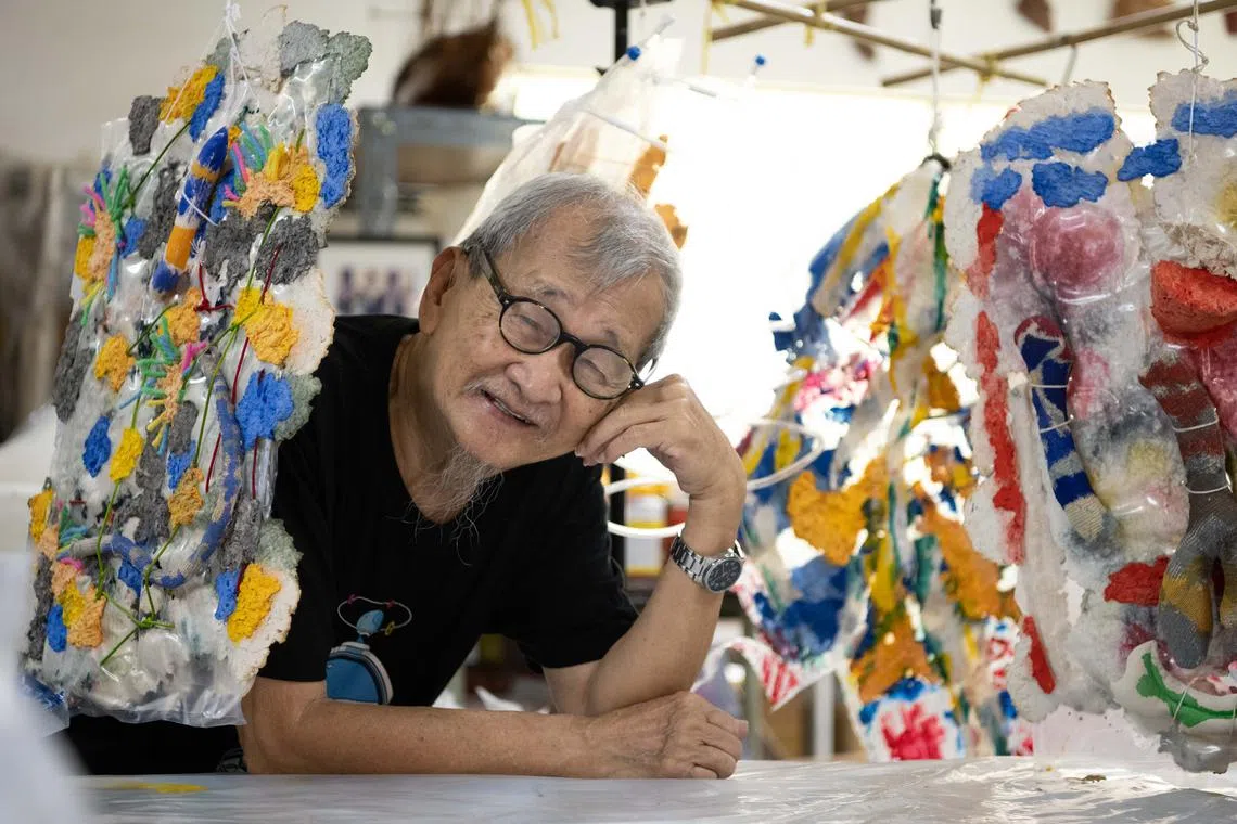 Cultural Medallion recipient Teo Eng Seng plays with paper and plastic in his solo exhibition at The Columns Gallery. 