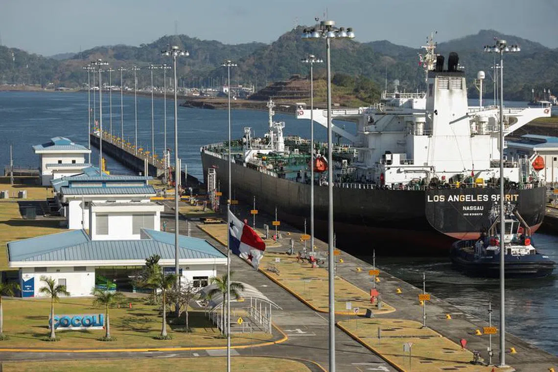 Bahamian LOS ANGELES SPIRIT crude oil tanker is pictured during its transit in the expanded canal through Cocoli Locks at the Panama Canal, on the outskirts of Panama City, Panama March 10, 2023. REUTERS/Aris Martinez