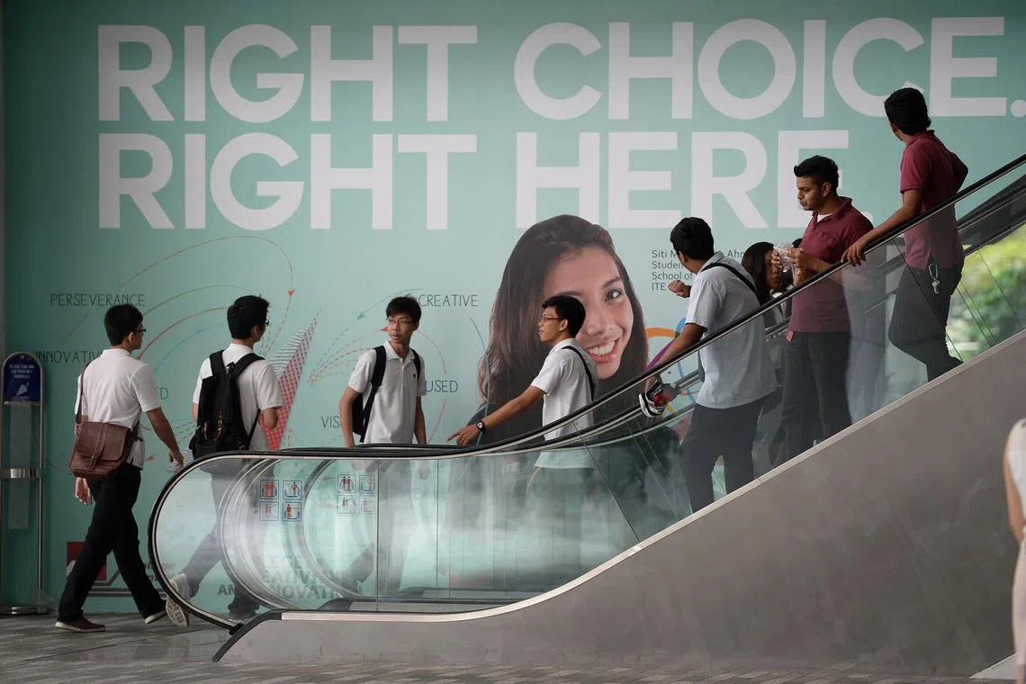 Students at ITE Central College campus located in Ang Mo Kio.